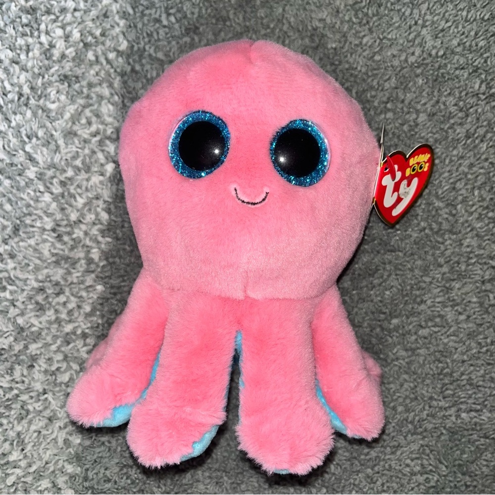 TY BEANIE BOO Pink and Blue Octopus Plush
